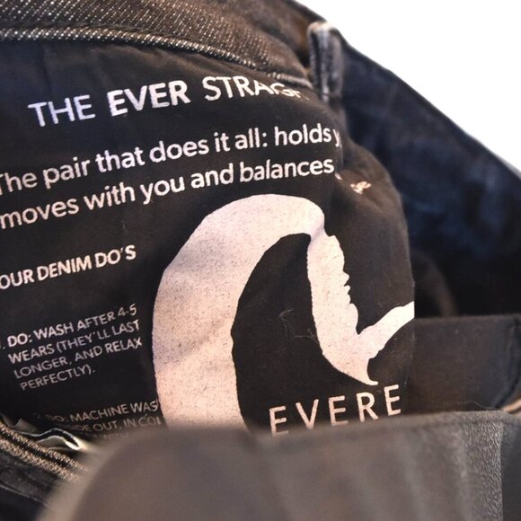 Evereve The Ever Straight Jeans Women’s 24 Black Raw Hem High Rise - Picture 8 of 9